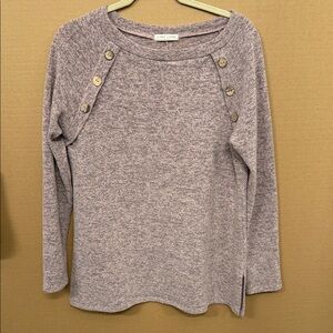 Banana Republic Pink/Gray Long Sleeve Top with Button Details